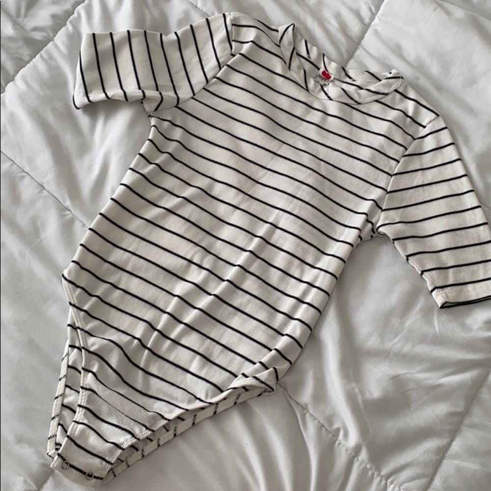 Stripe mock neck bodysuit